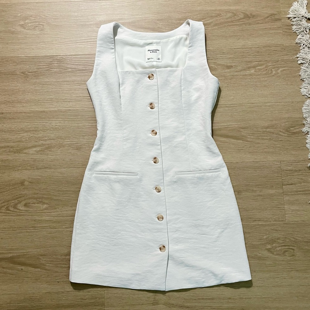 Abercrombie & Fitch White Button Down Sleeveless Dress
